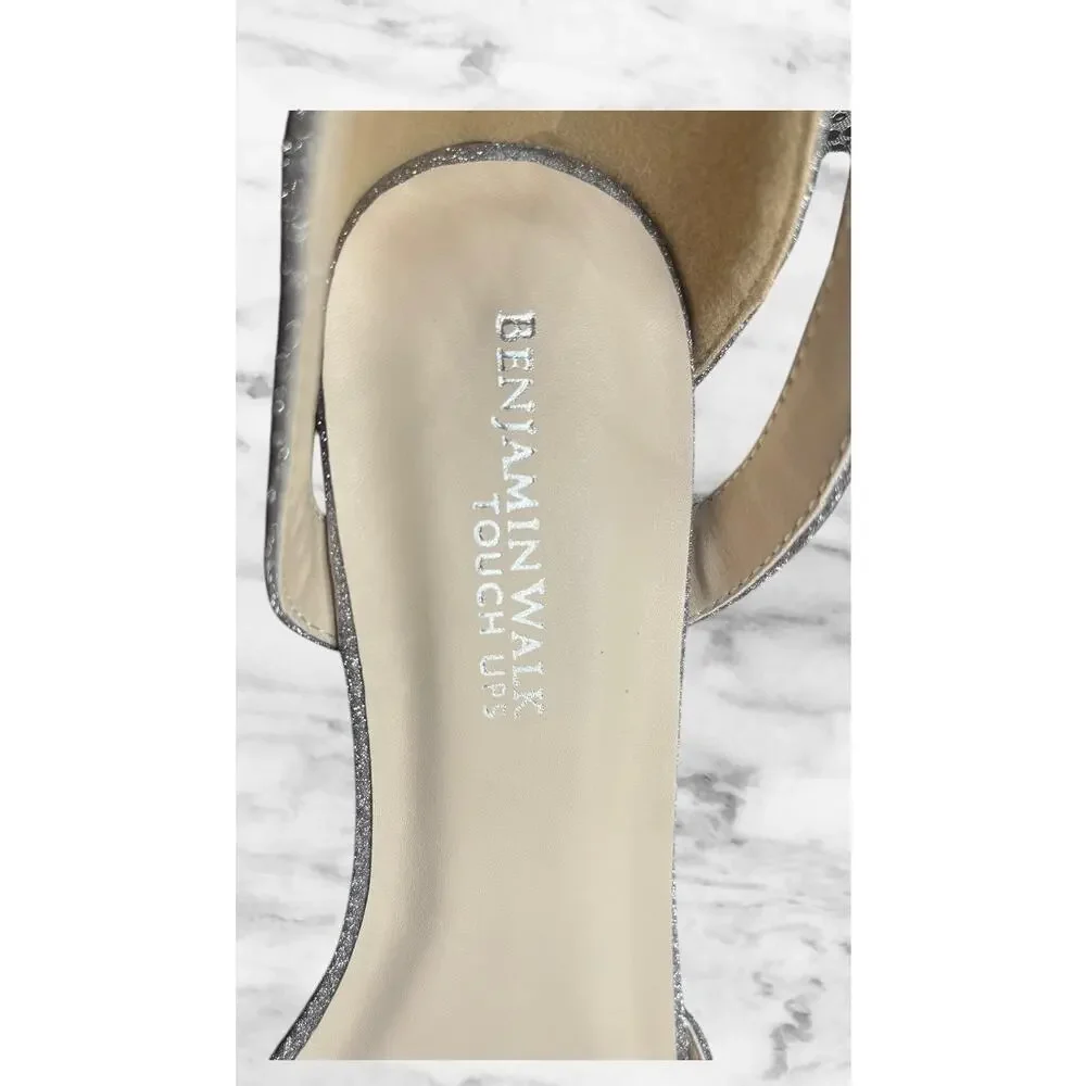 Benjamin Walk Lilibet Touch Ups Silver Heels 6.5 M Glitter Evening Shoes NWB